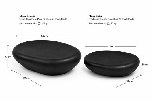 Set de Mesas/Bancas Piedra Negro
