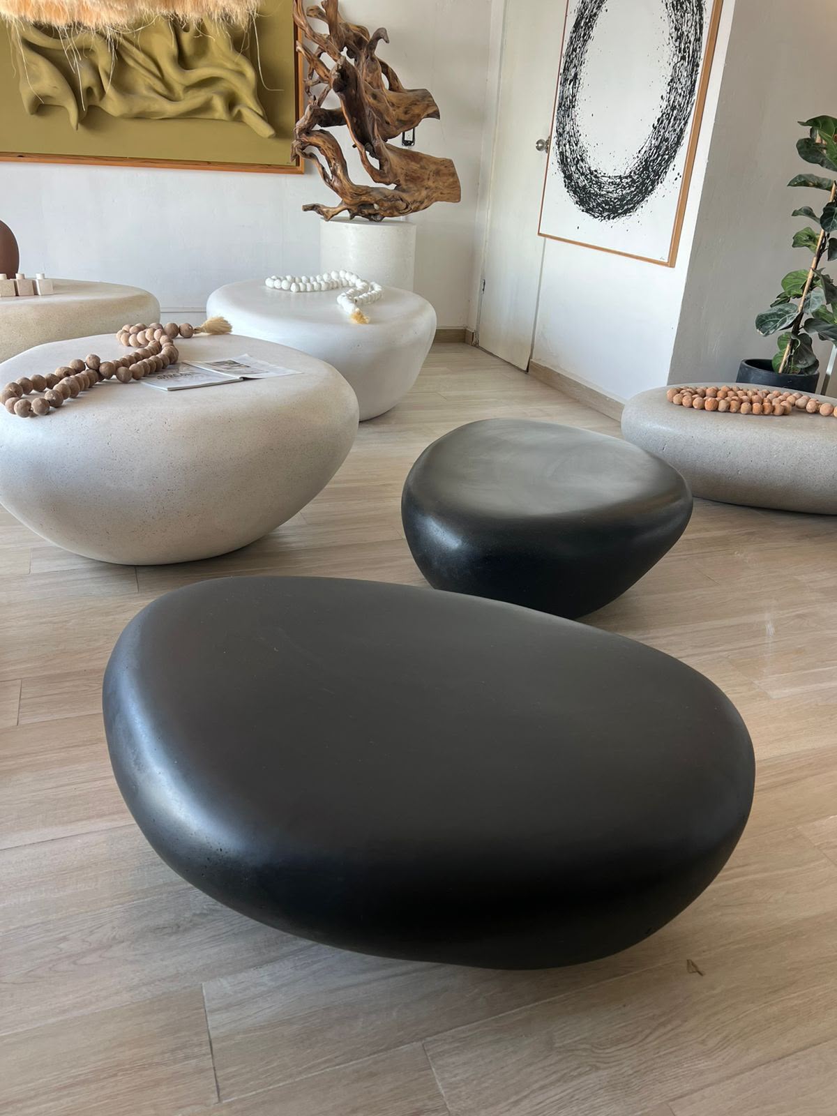 Mesa/Banca Piedra Grande - Negro