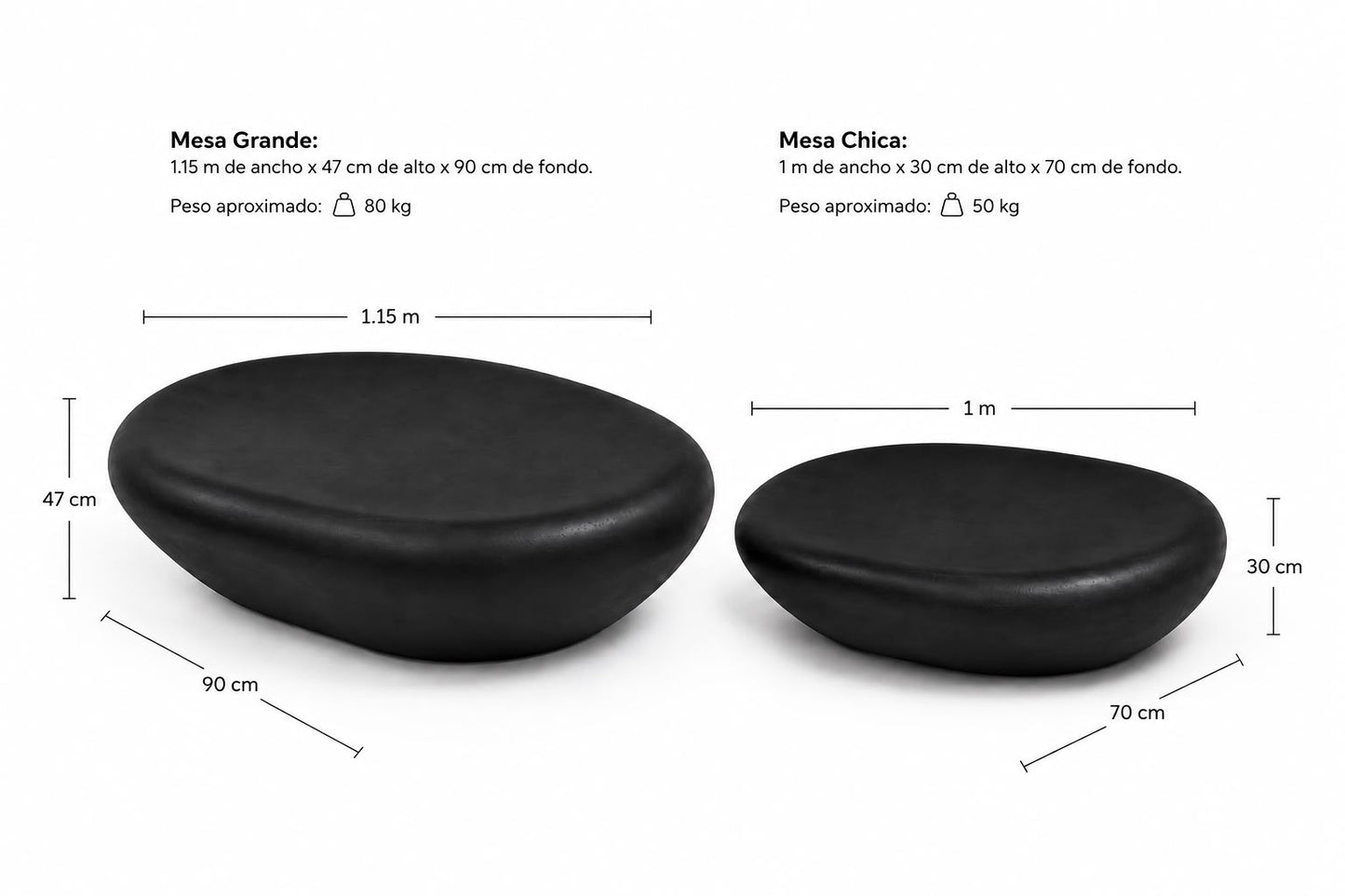 Mesa/Banca Piedra Grande - Negro